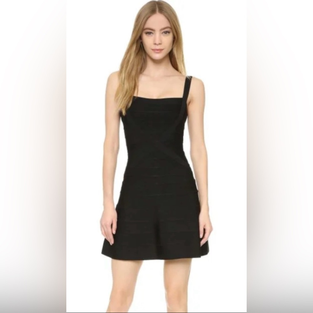 NWT Herve Leger Black Faith Mini Bandage Dress Size Large